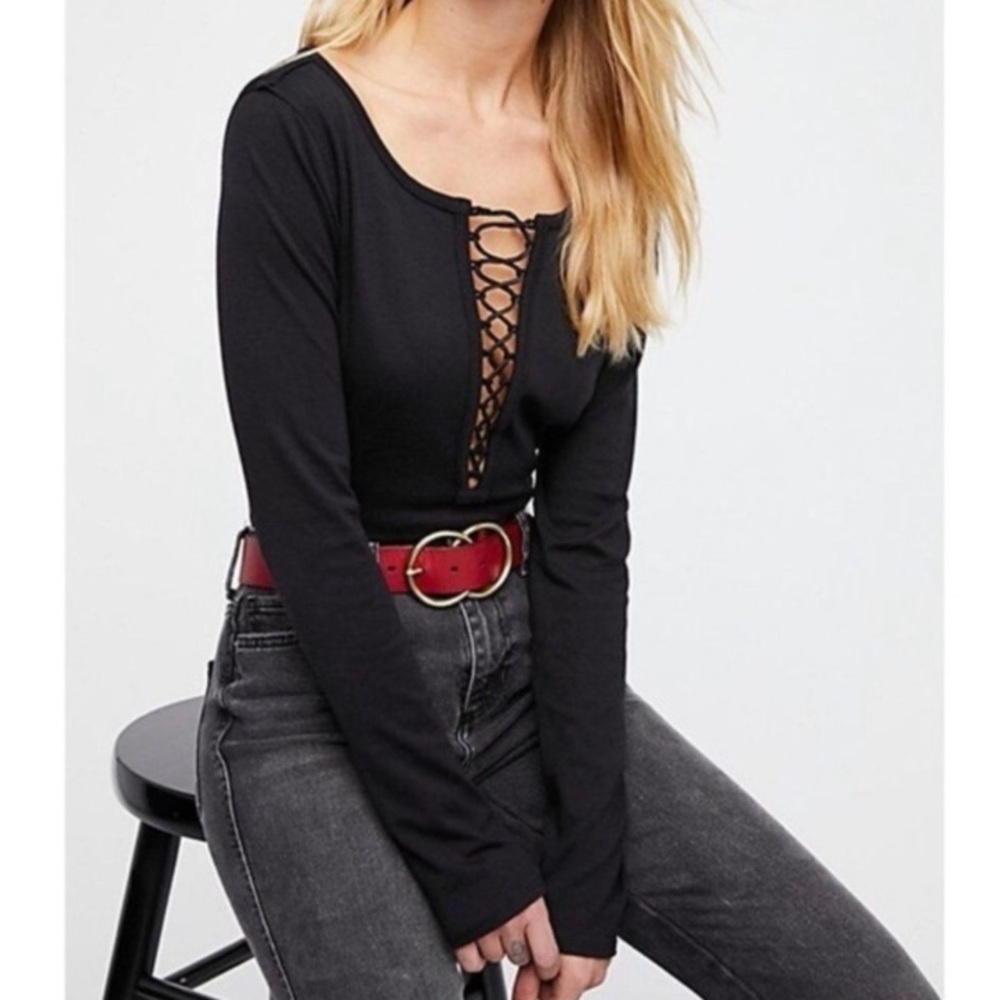 Free people we the free black lace up top